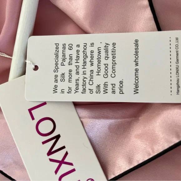 LONXU Medium pink silk pajama set **LUXURIOUS WASHABLE SILK NWT** - Picture 11 of 13